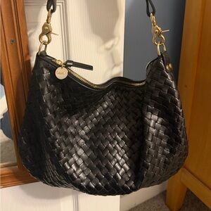 Chic Black Woven Shoulder Bag